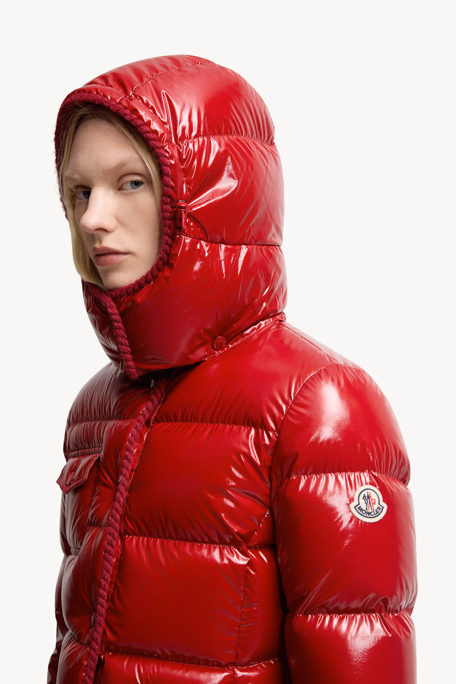 Doudoune courte à capuche et bordure tressée Glareins Femmes Rouge Moncler 4